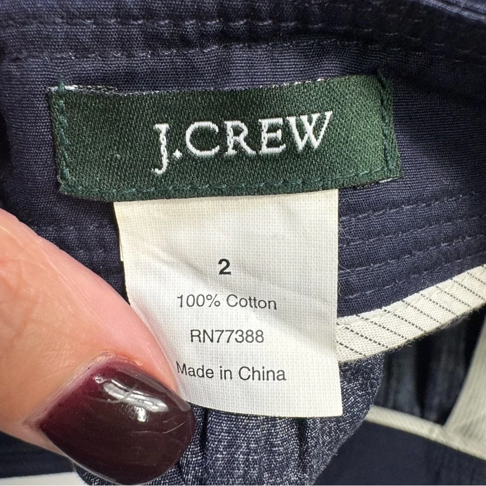 J.Crew Navy Blue Cotton A-Line Pleated Anchor Skirt Size 2 Nautical Coastal